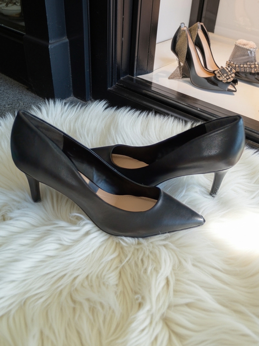 On 34th Jeules Elegant Black Pointed-Toe Mid Heel Pumps SZ 10